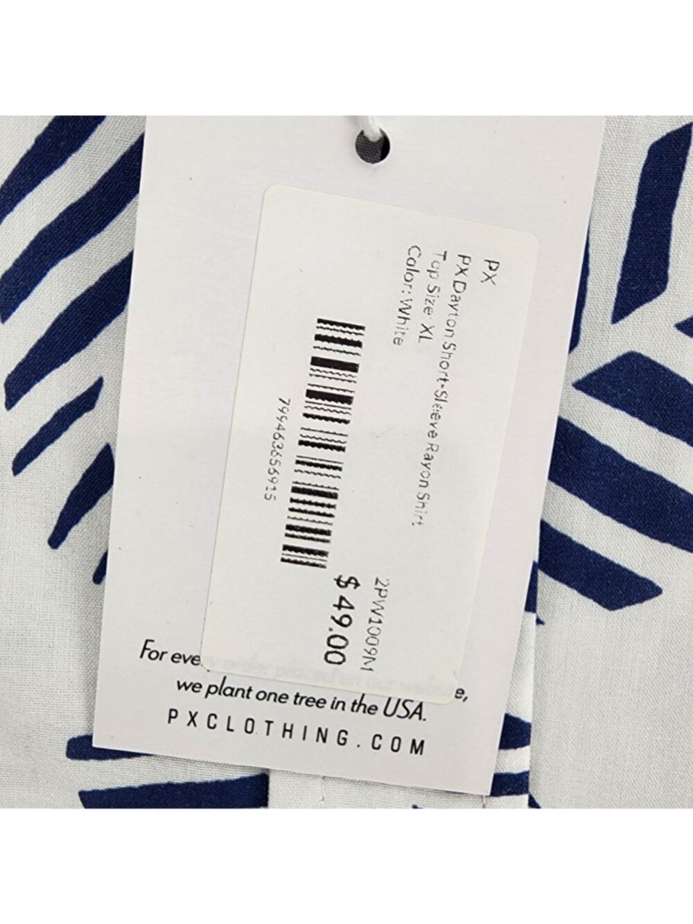 PX Shirt Mens XL White & Blue Print Short Sleeve Button Up *NWT* - Picture 2 of 10